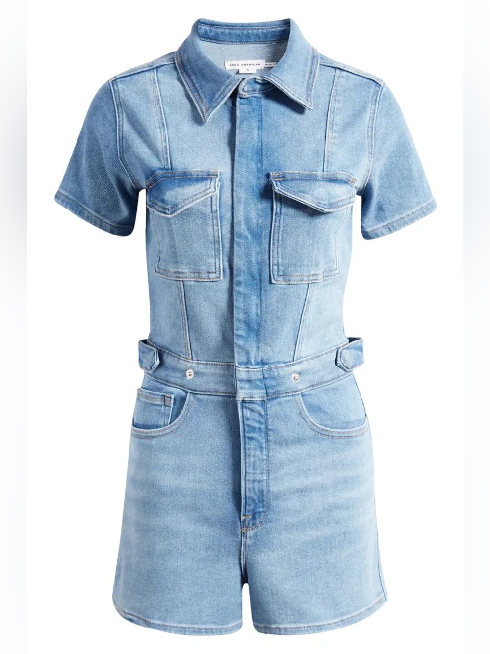 GOOD AMERICAN Fit For Success Short Jumpsuit Blue274 Womens Size 8 5XL